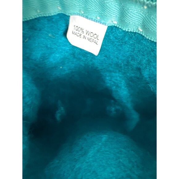 Handmade Wool Shoulder Bag with Teal and Purple Flower Made in Nepal - Picture 10 of 11